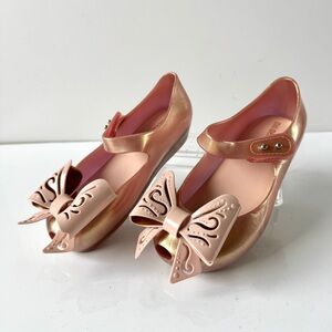 Mini Melissa Ultragirl Metallic Pink Mary Jane Flats with Bow Size 11 (NWOB)